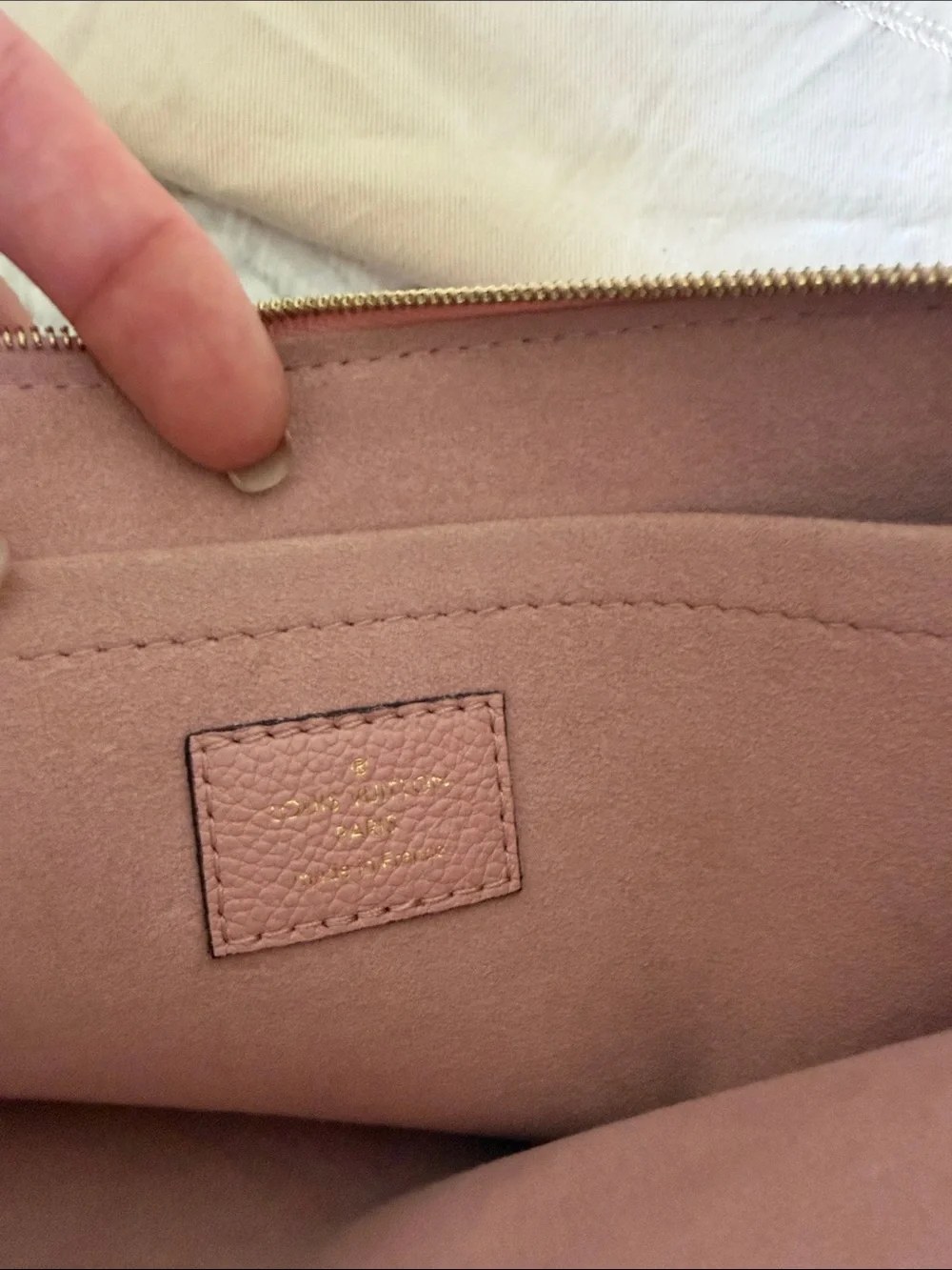 Louis Vuitton Brown Monogram Pouch with Pink Trim